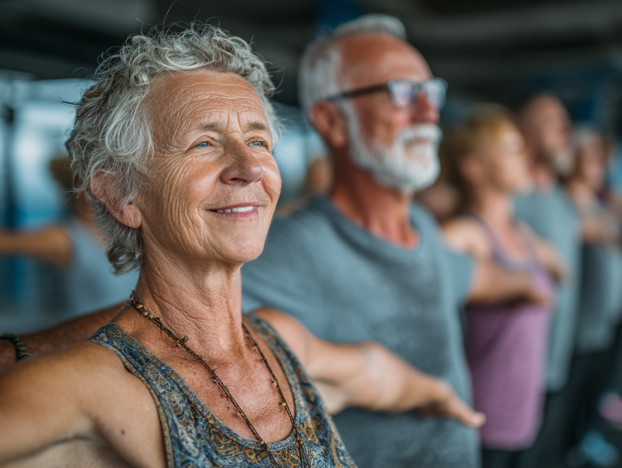 Senior using health app on tablet